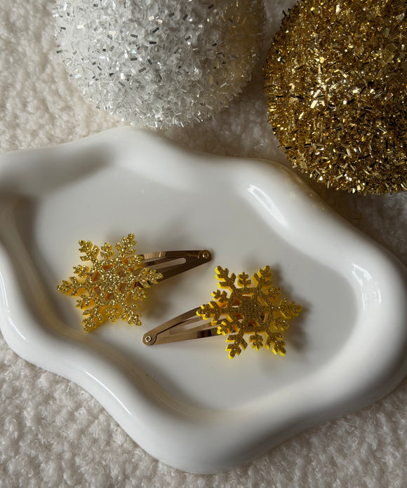 Speldjes - Sneeuwvlokje goud 2 stuks